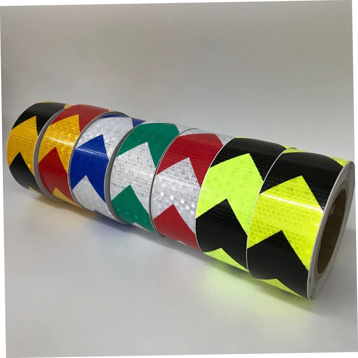 PRETYZOOM Cinta Reflectante De Advertencia De Seguridad Fluorescente Flechas, Autoadhesiva, Lavable y Resistente, 5 Cm x 25 M, Para Señalización De Peligro y Marcado De Seguridad Vial