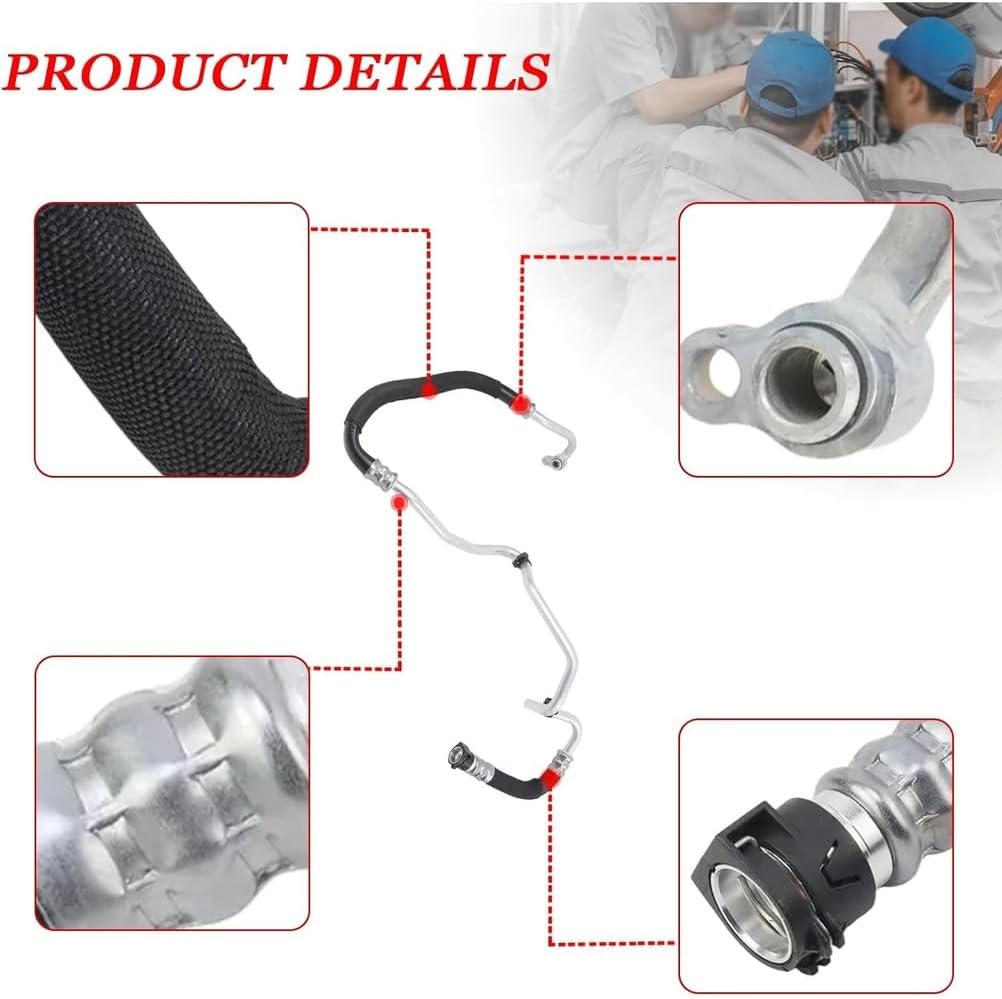17227636879 & 17227636880 Engine Oil Cooler Hose Kit Oil Inlet Pipe & Oil Outlet Line Pipe for BMW 535i 640i 740i 740Li F01 F02 F06 F07 F10 F12 F13 2009-2018 (2 Pcs)