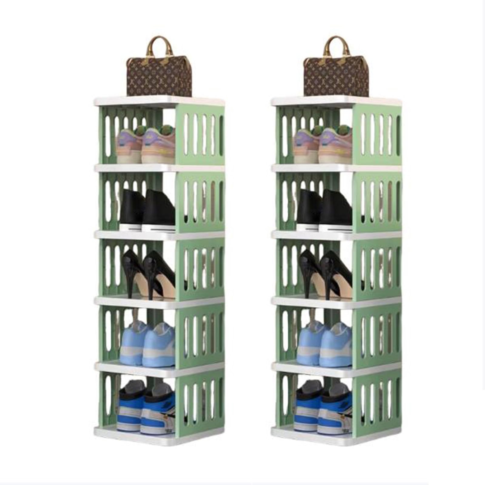 Étagère à chaussures 6 niveaux JATIBOSH en plastique empilable pour entrée