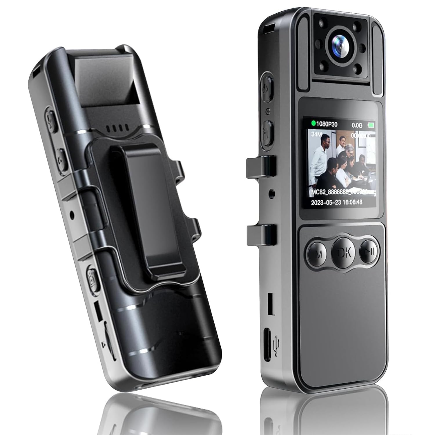 Jinpei 64GB Included, 4K UHD 30FPS Recording,1.4 in Screen Recorder,Body Cameras,Wearable Body Cam,6HR Battery Life, for Outdoor Riding,Home,Sports,Pet Records,Security,Travel Records, JS-06B-2