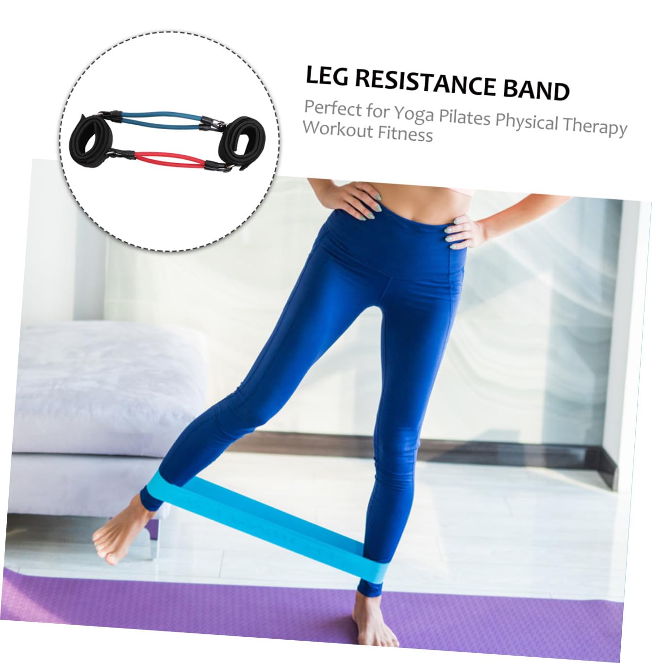 Mikinona Bein Und Oberschenkel Latex Widerstandsband 4-Fach Elastischer Naturlatex Nylon Neopren Knöchelriemen Pilates Physiotherapie Fitness Workout Trainingsgerät