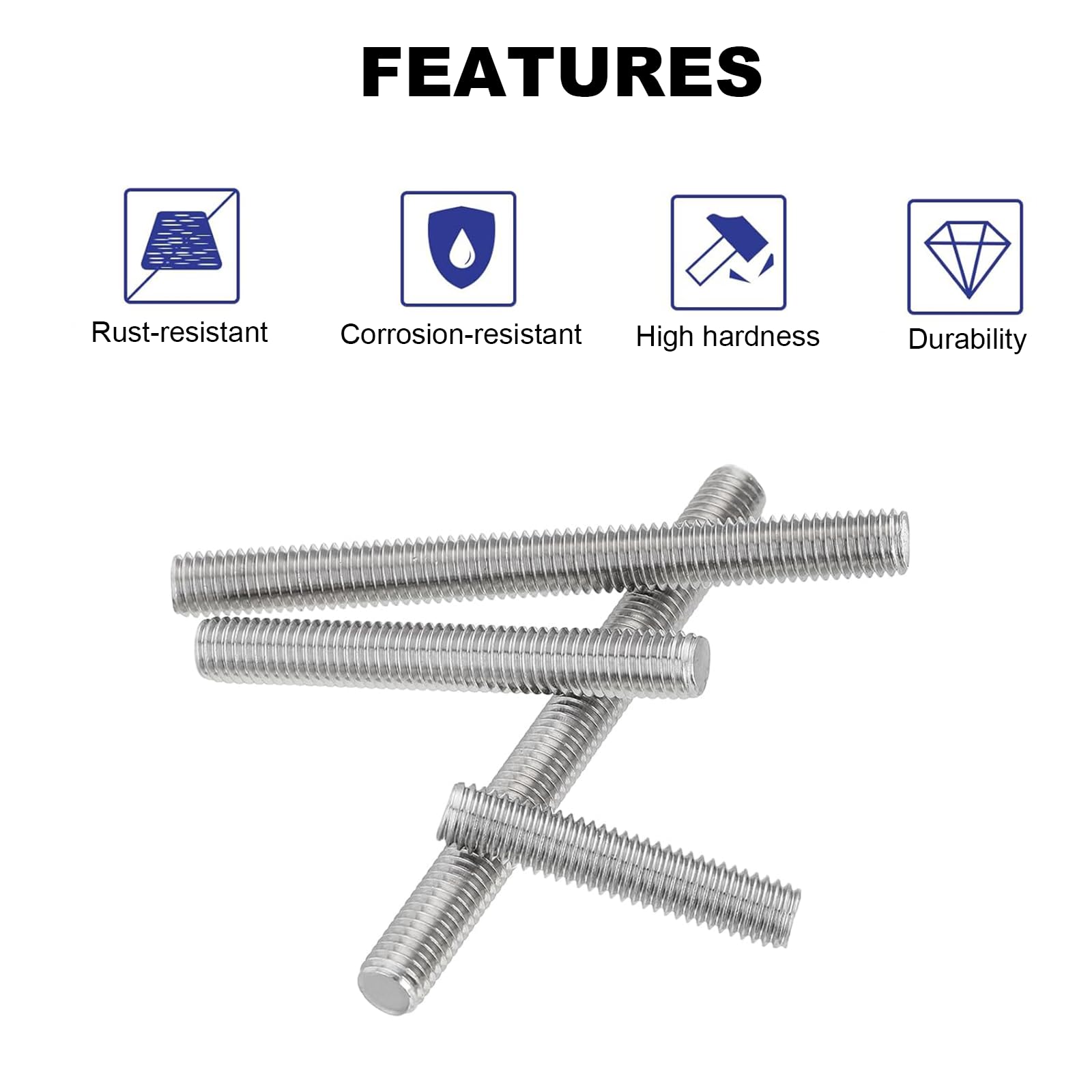 Home Repair Threaded Rods 12 Pcs M8 Threaded Rods – Stainless Steel 304 ...