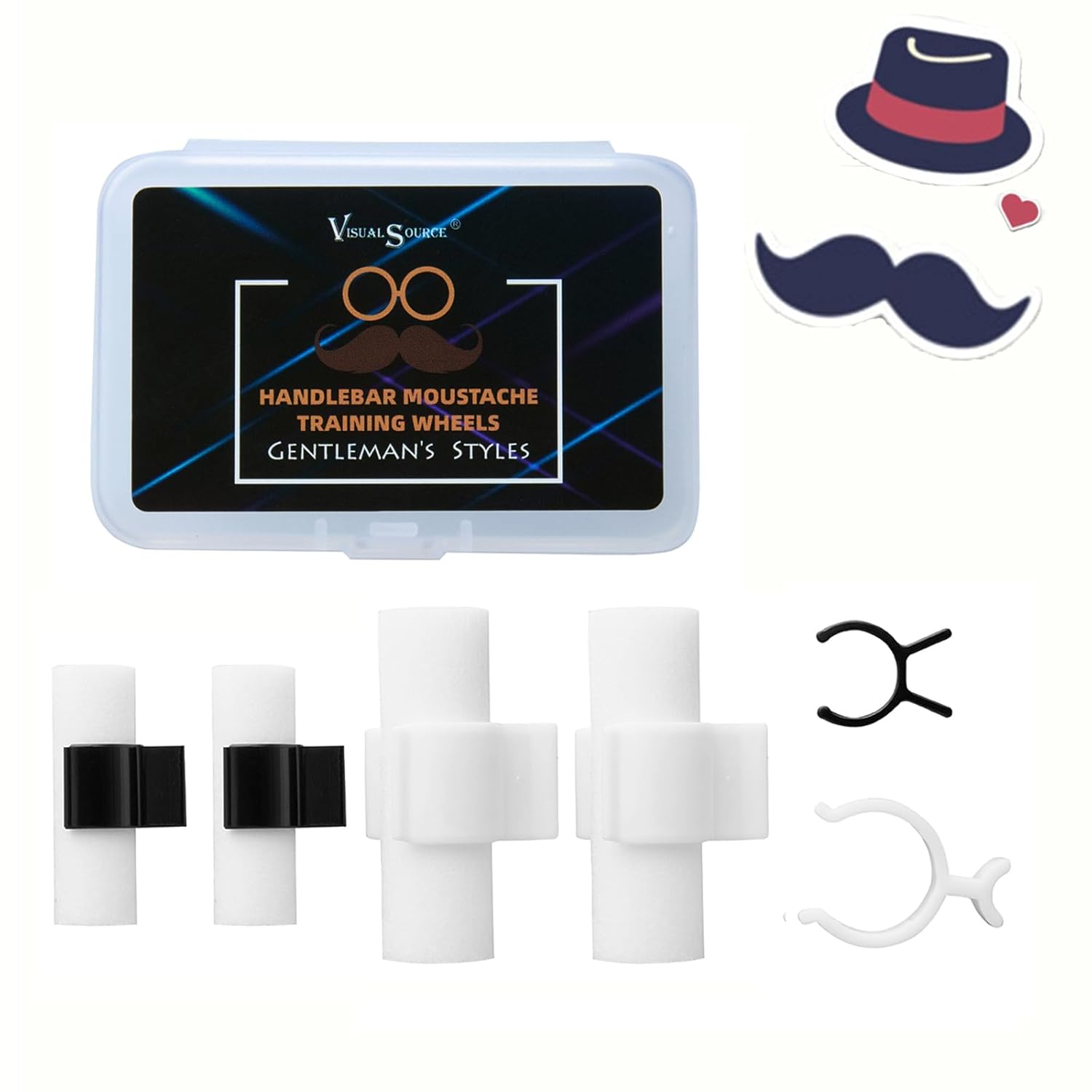 2 Pair Handlebar Moustache Training Wheels,Gentleman’s Styles Mustache Stylist, Mustache Curler Shaping Tools for Father Boy Husband Boyfriend, 2 Sizes Big & Small (Black+White) 2 Pair Handlebar Moustache Training Wheels,Gentleman’s Styles Mustache Stylist, Mustache Curler Shaping Tools for Father Boy Husband Boyfriend, 2 Sizes Big & Small (Black+White)