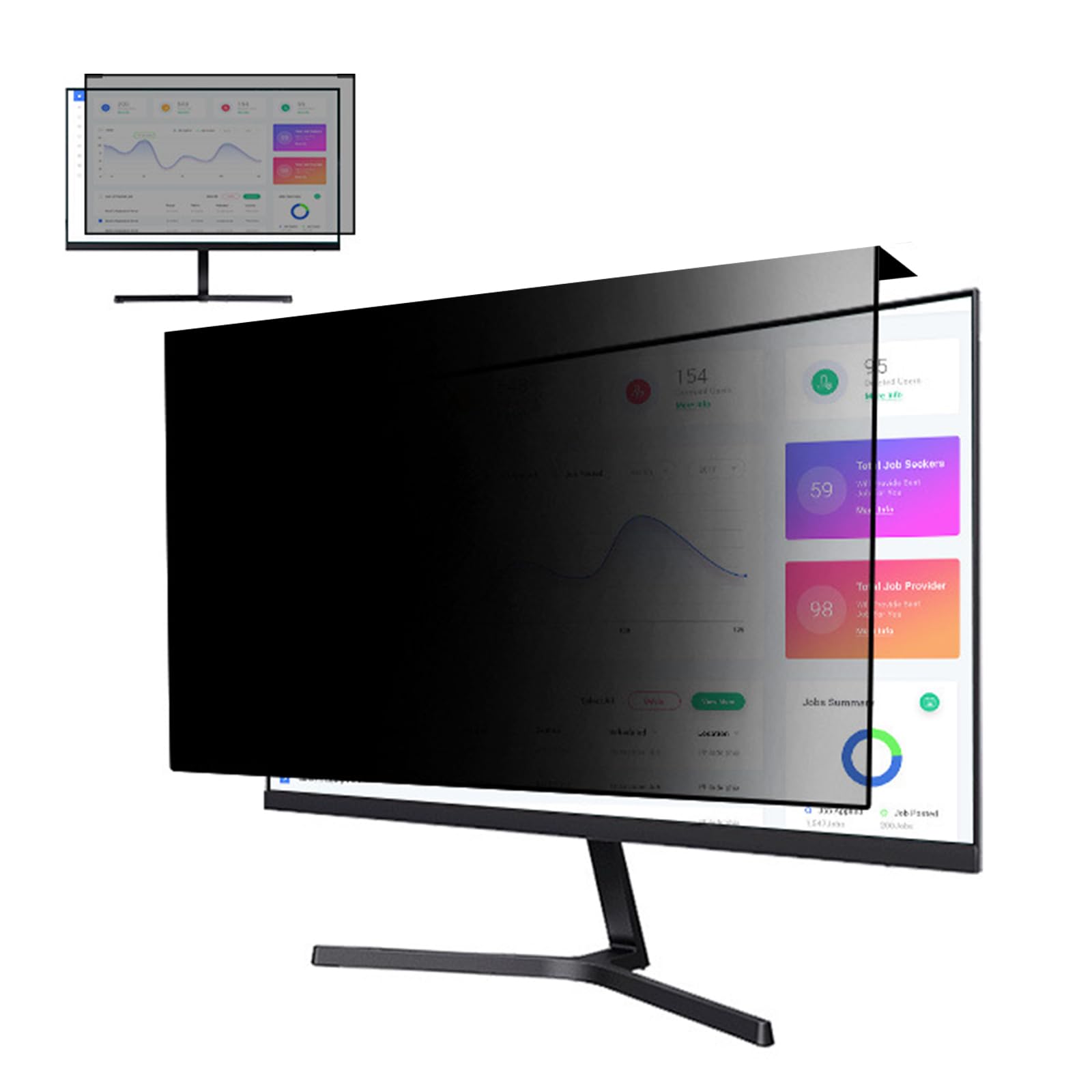 SaryEdge Unversal Computer Privacy Screen Protector,20in/21.5in/24in/27in/32in Anti-Glare Hanging Privacy Filter Easy On/Off Monitor Privacy Shield,21.5in 491 * 288mm (20in 458 * 270mm