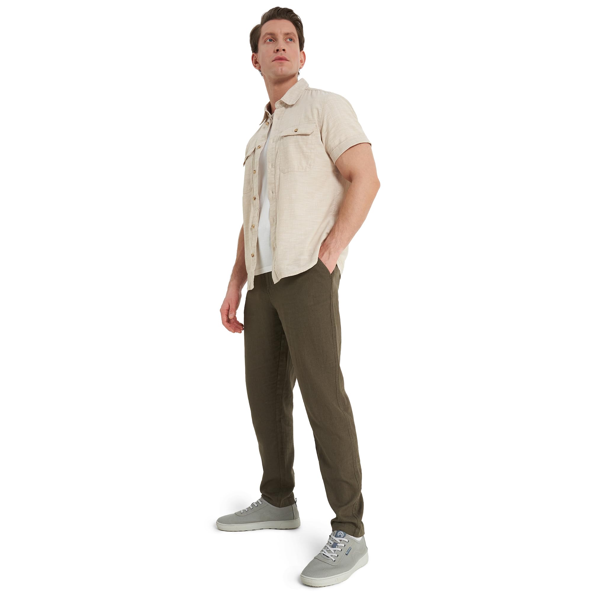 Men’s Trousers Coffee – Soft Cotton-Viscose Blend with Loose Comfortable Fit, Elastic Waistband and Adjustable Drawcord, 2 Practical Pockets