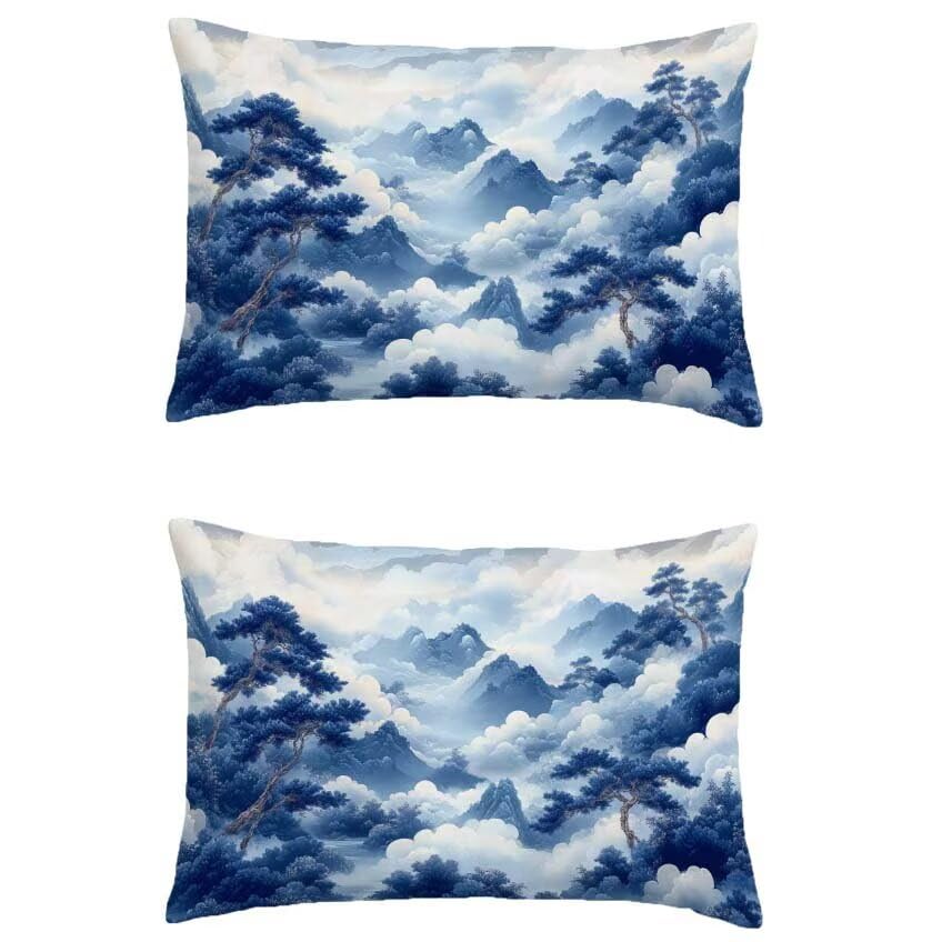 Housse de coussin 60x80cm imperméable bleu marine lot de 2 rétro en lin