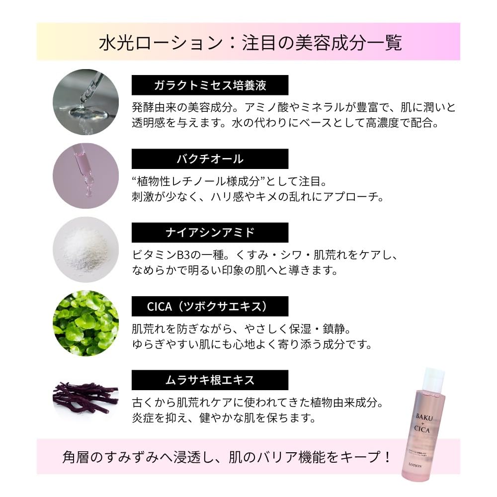 Amazon.co.jp: 【公式】水光ローション&水肌クリーム セット バクシカ