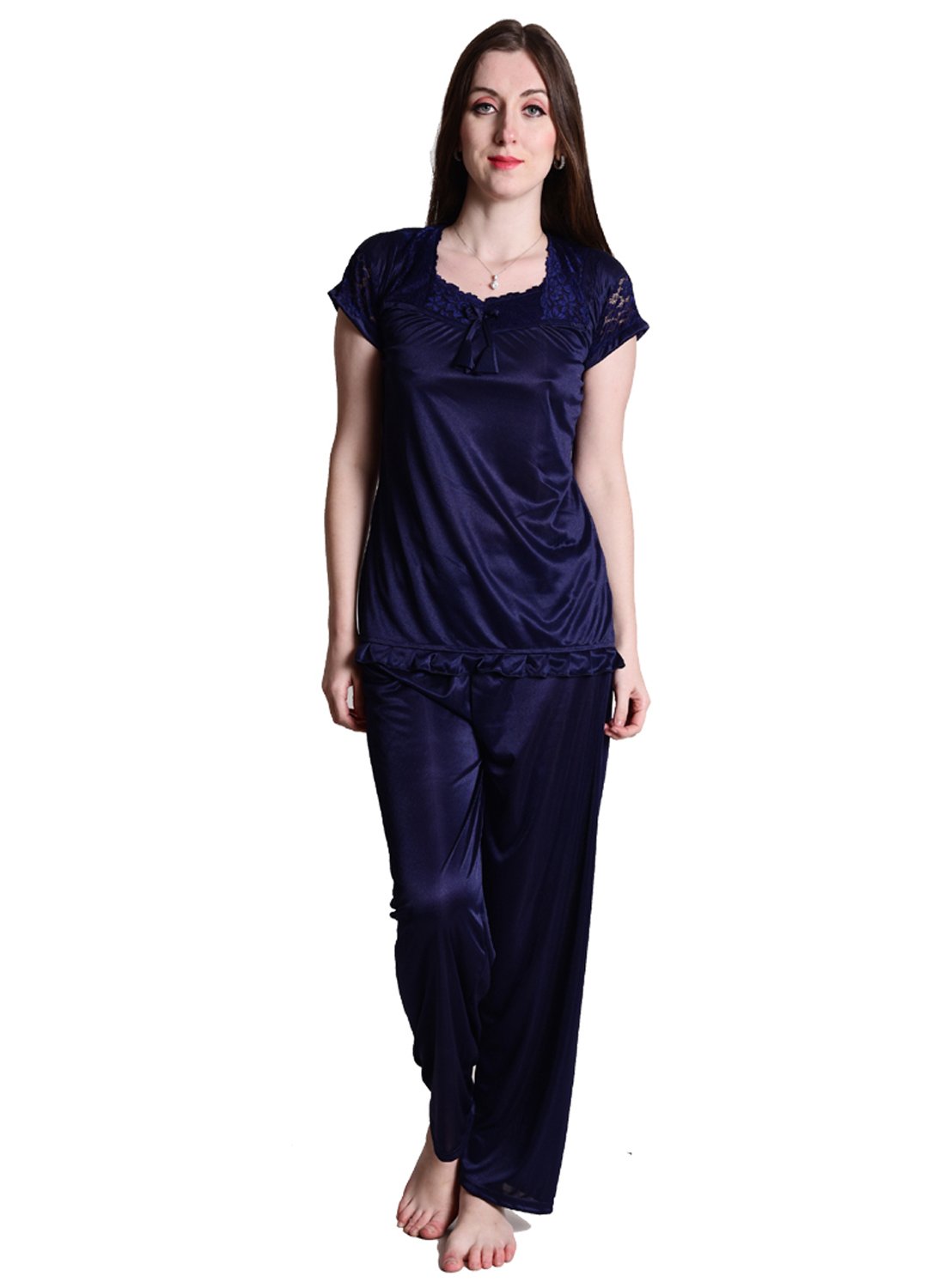 senslife Women's Satin Plain/Solid Top and Pyjama Set Pack of 1-picture-55