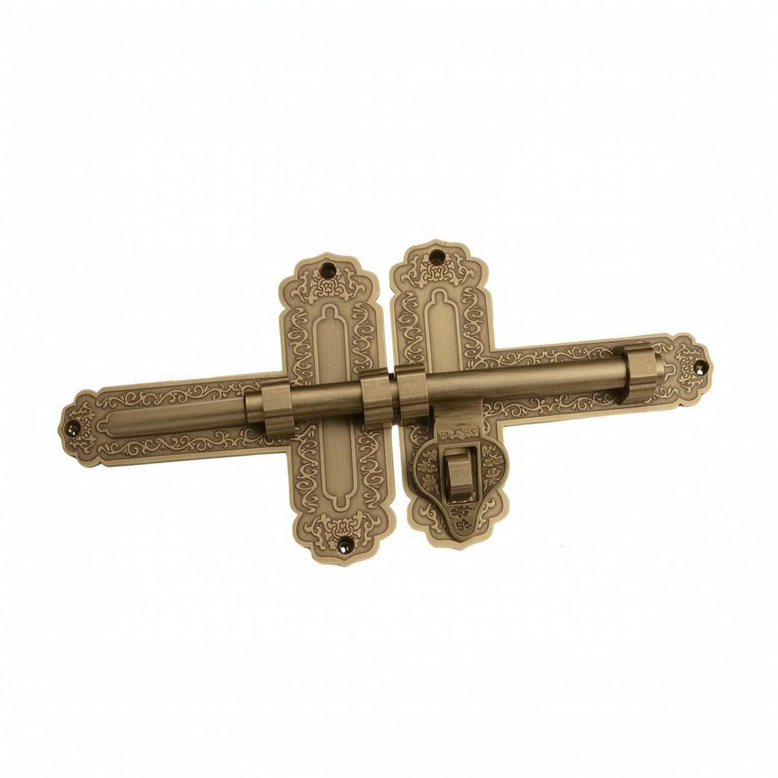 Baoblaze Cerrojo para Puerta Pestillo Cerrojo Corredizo Latón Grabado con Placa Decorativa Deslizamiento Horizontal Suave y Cierre Seguro Adecuado para, Bronce, 20cm