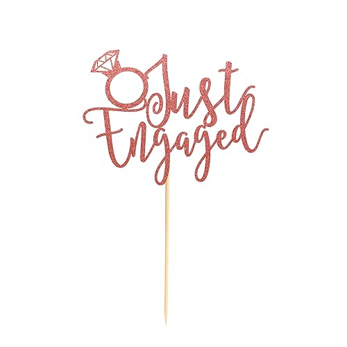 Miniatura 2 de Just Engaged - Decoración de pastel para decoración de fiesta de compromiso, letrero de anillo de compromiso, decoración de pastel de despedida de