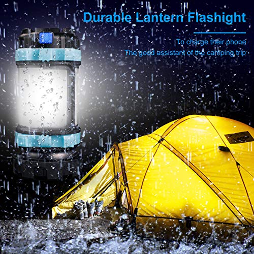 Homealexa Handheld LED Camping Lantern Rechargeable Super Bright Camping Lamp 4400 mAh Dimmable Torch with Warning Light Suitable for Camping, Fishing, Hiking, Emergency (Blue) - Image 3