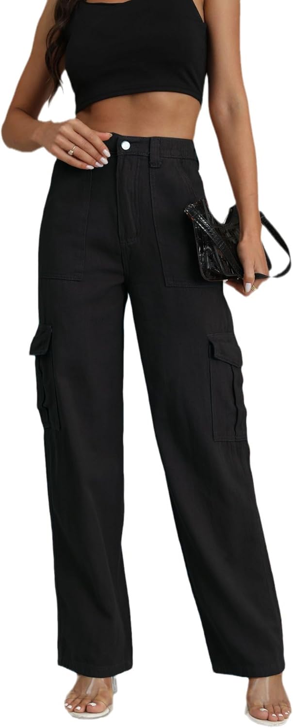 WZIKAI Cargo Pants for Women High Waisted Casual Pants Baggy Wide Leg Trousers Y2K Streetwear with 6 Pockets - Image 5