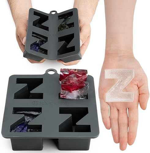 Miniatura 1 de Moldes de silicona únicos para hornear  Forma personalizada de letra Z  Moldes grandes para cubitos de hielo para cócteles y whisky  Diseño