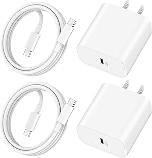 20W Fast Charger for iPhone 15/15 Pro/15 Pro Max, iPad Pro 12.9/11 inch, iPad 10/Mini 6, iPad Air 5th/4th, AirPods Pro, 2Pack USB C Wall Charger Type C Fast Charging Block with 3FT USB C to C Cable