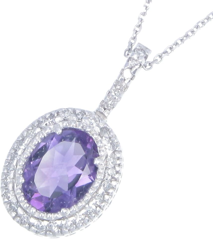 VIR JEWELS 1.30 cttw Diamond Pendant, Amethyst and Diamond Pendant Necklace for Women in 14K White Gold with 18 Inch Chain, Prong Setting
