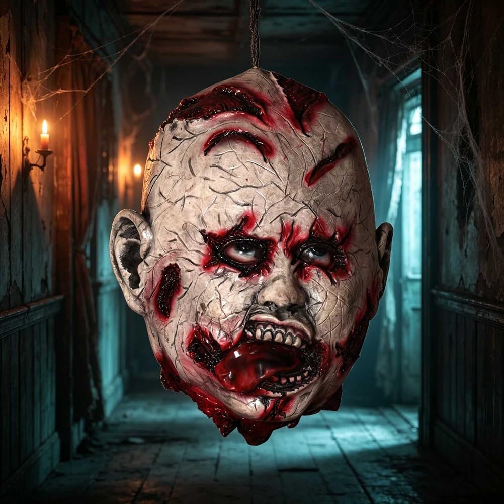 Décoration d'horreur Suspendue de Halloween,Zombie en Latex Sanglant