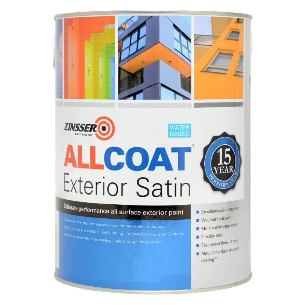 Zinsser Allcoat Anthracite Water Based Exterior Satin Paint 1L