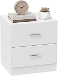 HOMCOM Bedside Table with 2 Drawers, Modern Nightstand, Side End Table for Bedroom, White