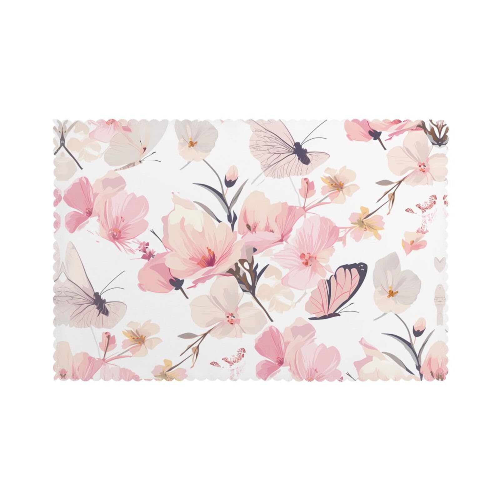 Sets de table résistants à la chaleur lot de 6 protège-table rectangulaire fleurs roses