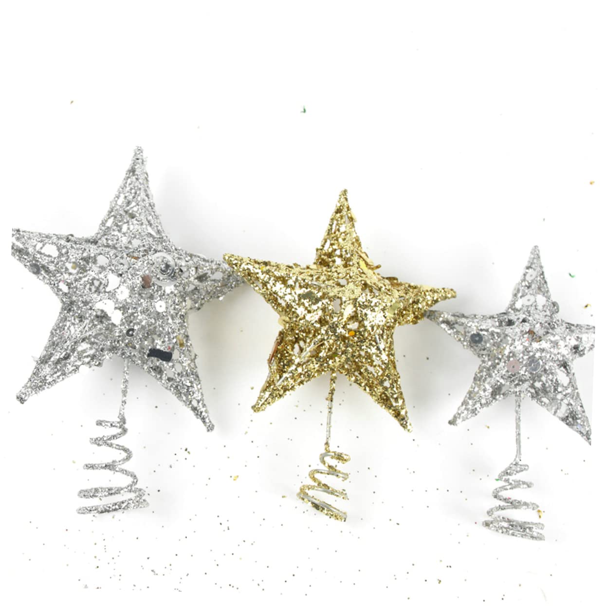 IMIKEYA 2 Stück Funkelnde Weihnachtsbaumspitze 5-zackiger Baumstern Aus Metall Für Die Inneneinrichtung Einfach Zu Verwenden
