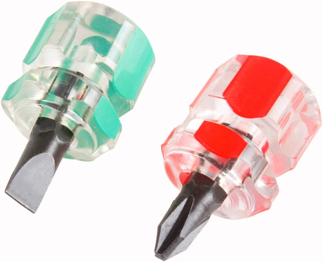 2 Pieces Mini Ultra Short Screwdriver Set, Performance Tool, 1 Phillips