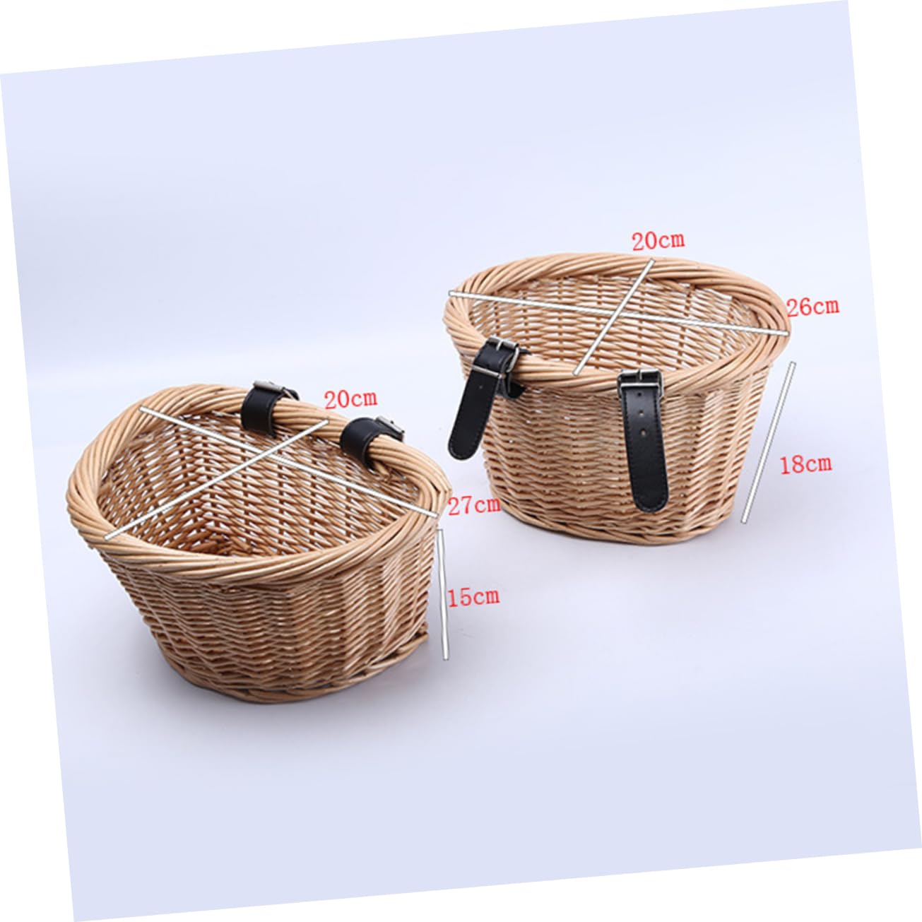 BRIGHTFUFU Willow Material Rattan Basket Bucket for Bikes Large Storage Space Tool Front Handlebar Mount Random Color