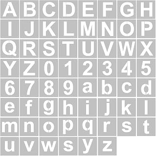 lyrlody Versatile Usage, 62 Sheet Stencils Kit with DIY Craft Decoration, 3/4/5 Inch Reusable Letter Number Templates, Suitable for Painting on Cloth, Wood, Glass, Wall, Door, Cakes, and (62pcs & 4