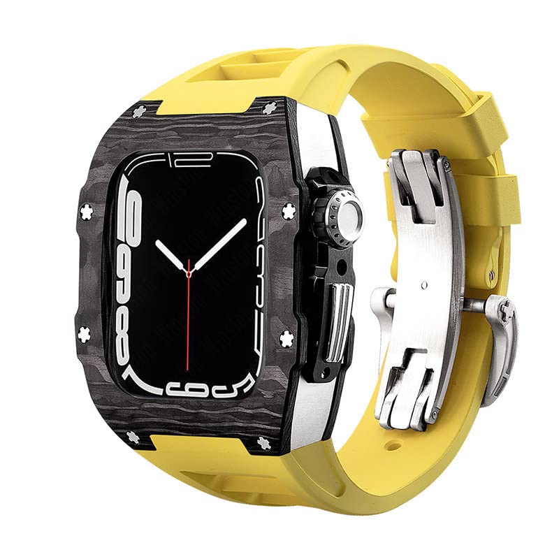 Kit modification luxe Apple Watch 45mm en fibre de carbone et acier inoxydable