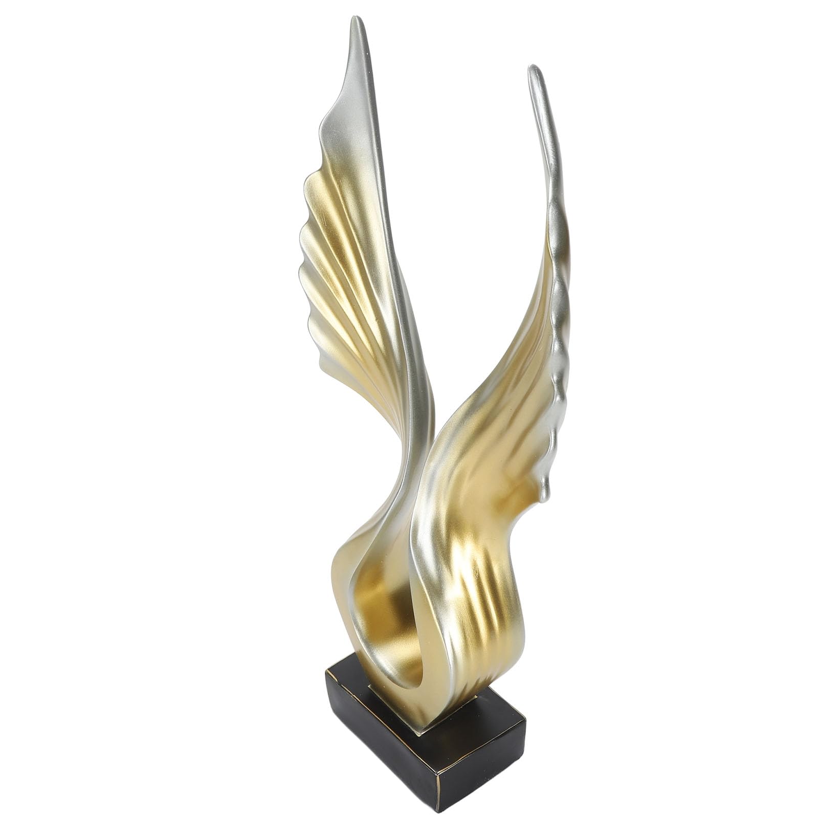Scultura ad ala astratta, statuetta in resina moderna e leggera di lusso con base opaca, statua ad ala astratta dorata per la casa, il soggiorno, il mobile TV, l'arredamento della (Champagne Gold