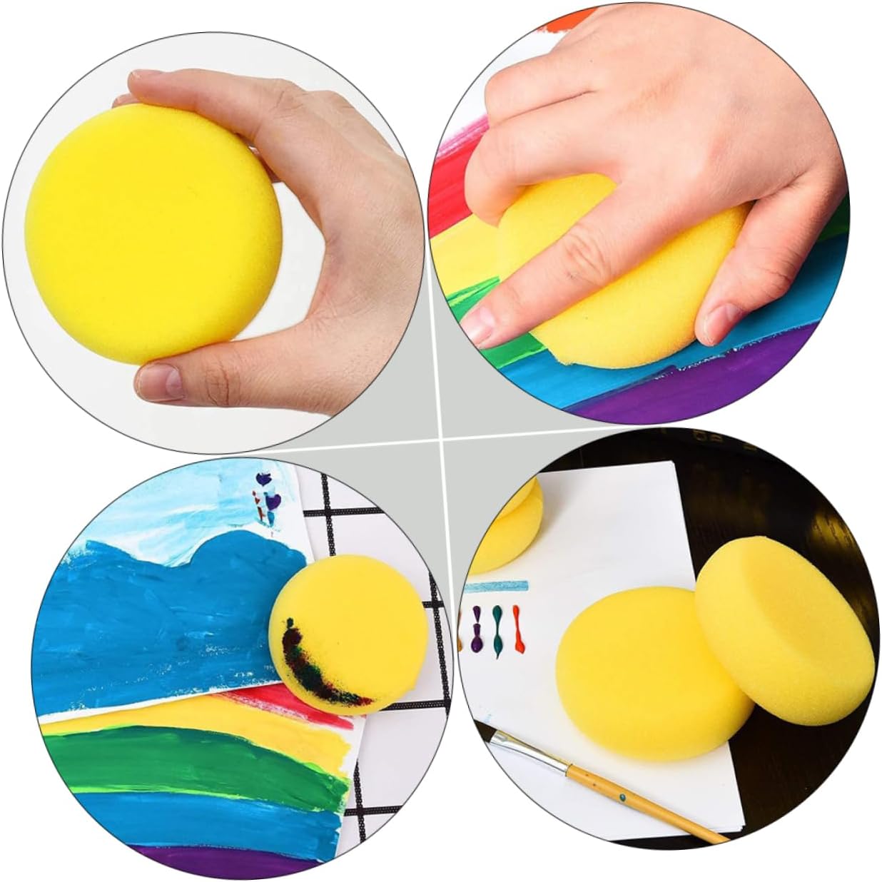 Homoyoyo Improve Boys and 50pcs Round Sponge Brush Natural Paint Sponges for Drawing and Painting Activities