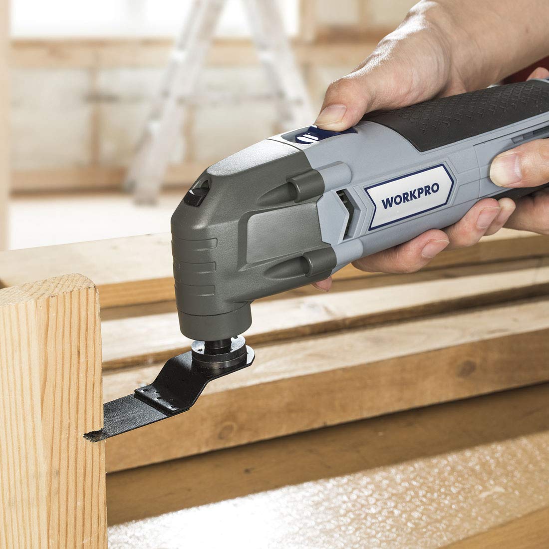 WORKPRO Utensile Multifunzione 300W, Strumento Oscillante, Elettroutensile Multifunzione 6 Velocità Variabile 10000-23000 RPM con 16 Accessori e Borsetta