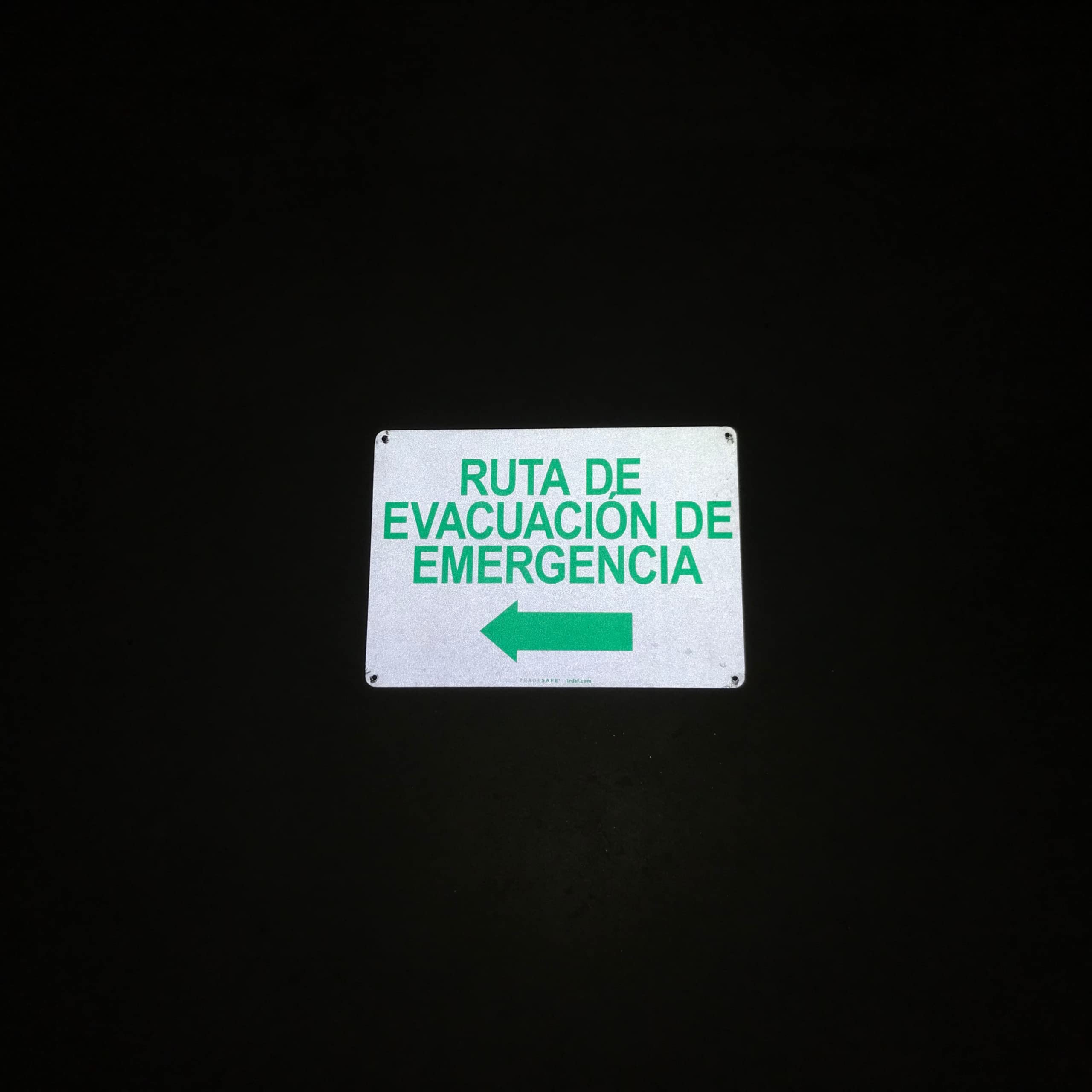 TRADESAFE Emergency Evacuation Route Arrow Left Sign - Ruta De