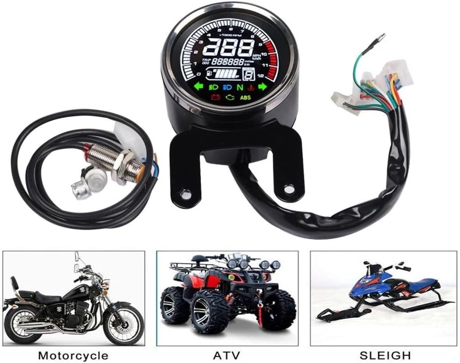 ＊即発可能＊ タコメーター オートバイ多機能デジタル走行距離計修正された走行距離公共マイル切り替え燃料レベル速度画面表示タコメータ