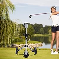 Vista 5 de Carrito de empuje de golf plegable de 3 ruedas, marcador de carretilla para botella de agua, soporte de bebida de aluminio, rueda delantera