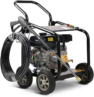 Gas Pressure Washer Petrol High Pressure Power Washers Cleaner Car Cleaning Wash Gun Garden Washing Machine, 5 Nozzles Set, Pump Wheeled Base 4 Stroke