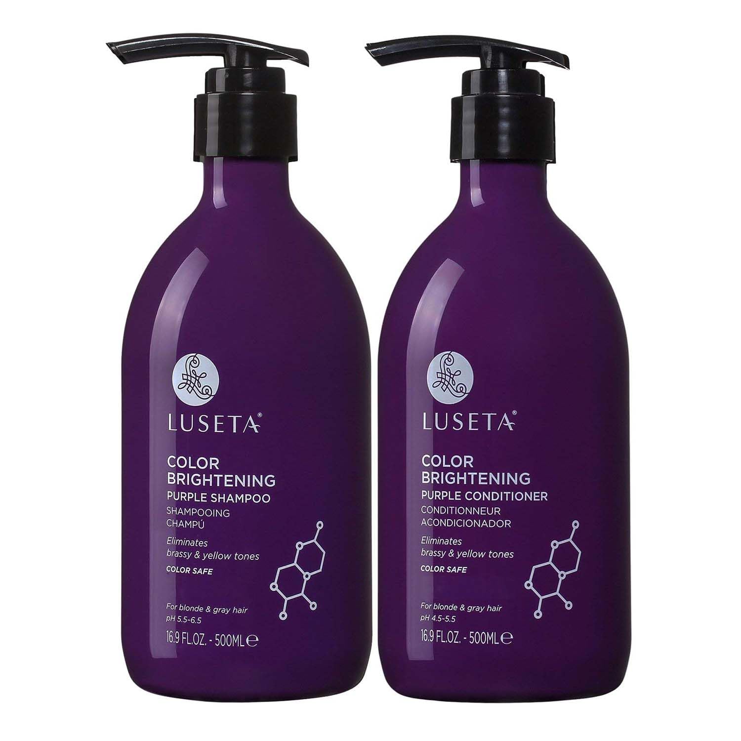 Purple Shampoo and Conditioner Set for Blonde, Gray, Ash, Silver Hair, Brass off Infused with Cocos Nucifera Oil for Curly, Damaged, Coloured Hair Hair, Sulfate & Paraben Free, 2 x 500ml