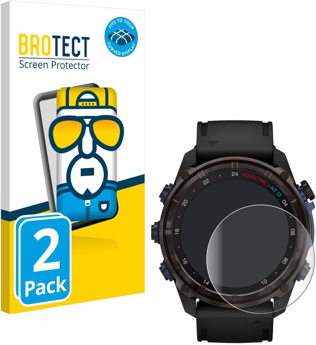 brotect 3D Curved Screen Protector compatible with Garmin Descent Mk3i (51 mm) 2 Pack - Full Screen Coverage