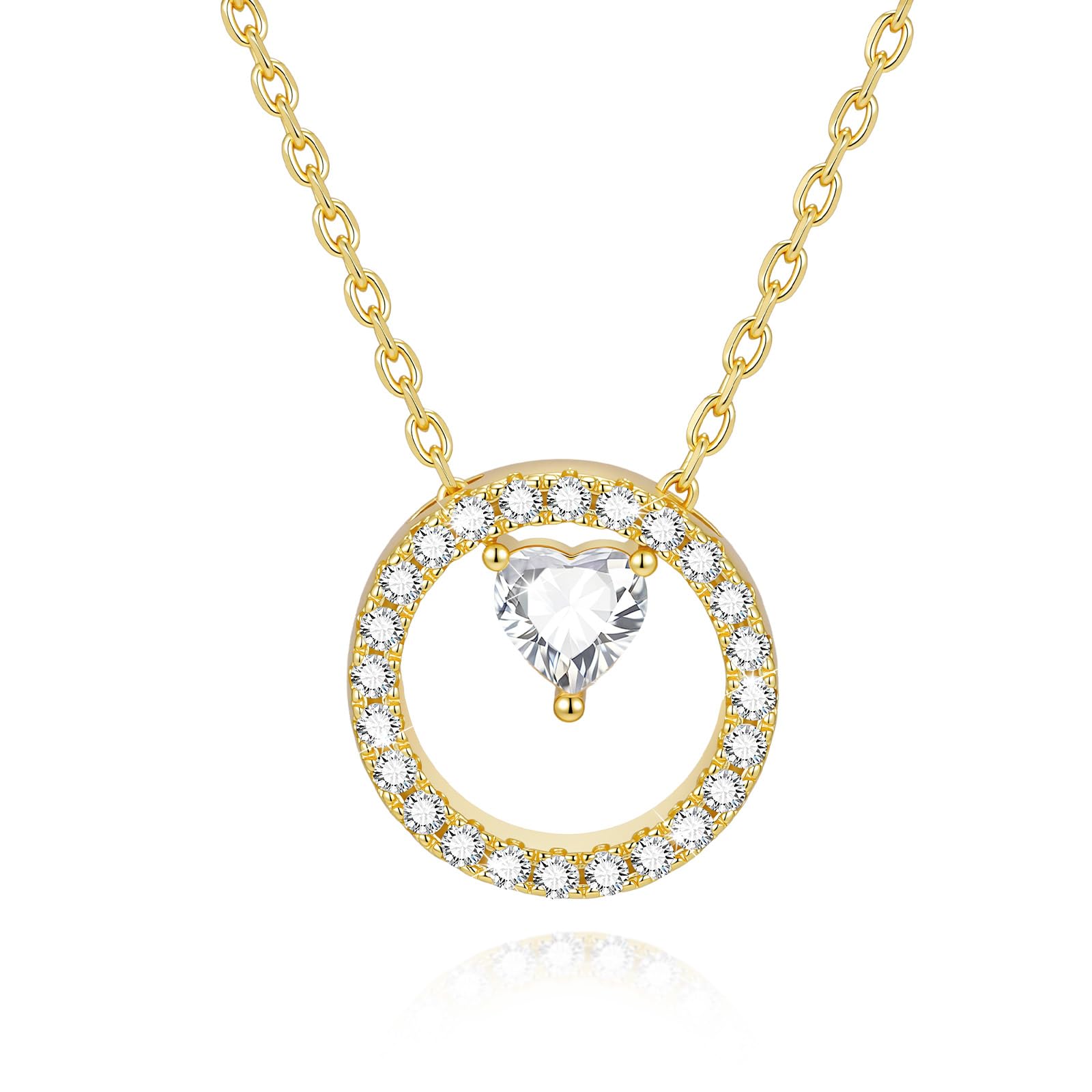 VNOX Halskette Damen Gold Kreis Kette - Gold kette Damen mit Herz Anhänger