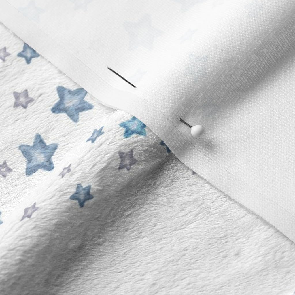 Spoonflower Fabric - Boy Elephant Stars Mix & Match Nursery Grey Blue Printed on Minky Fabric by The Yard - Sewing Baby Blankets Quilt Backing Plush