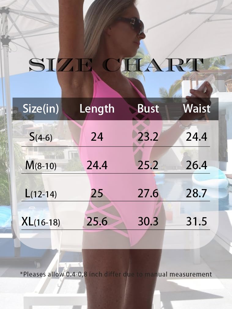 LAGSHIAN Womens Sexy One Piece Lace Up Straps Swimsuit Bathing Suit Swimwear