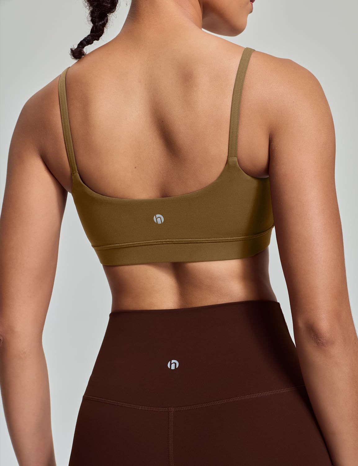 HeyNuts Womens Scoop Neck Sports Bra, Spaghetti Thin Strap U Back Camisole Yoga Tops Padded with Built in Bras A-C Cups - Image 3