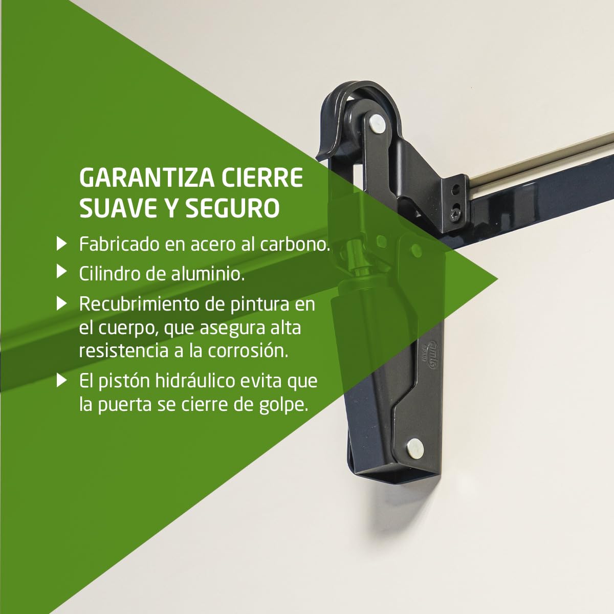 Amig - Retenedor de puerta - Cierre Hidráulico de Puerta - Fabricado en Aluminio - Medidas: 108 x 32 mm - Ideal para freno, tope o amortiguador de puertas - Color: Negro - Peso Máximo 40 kg