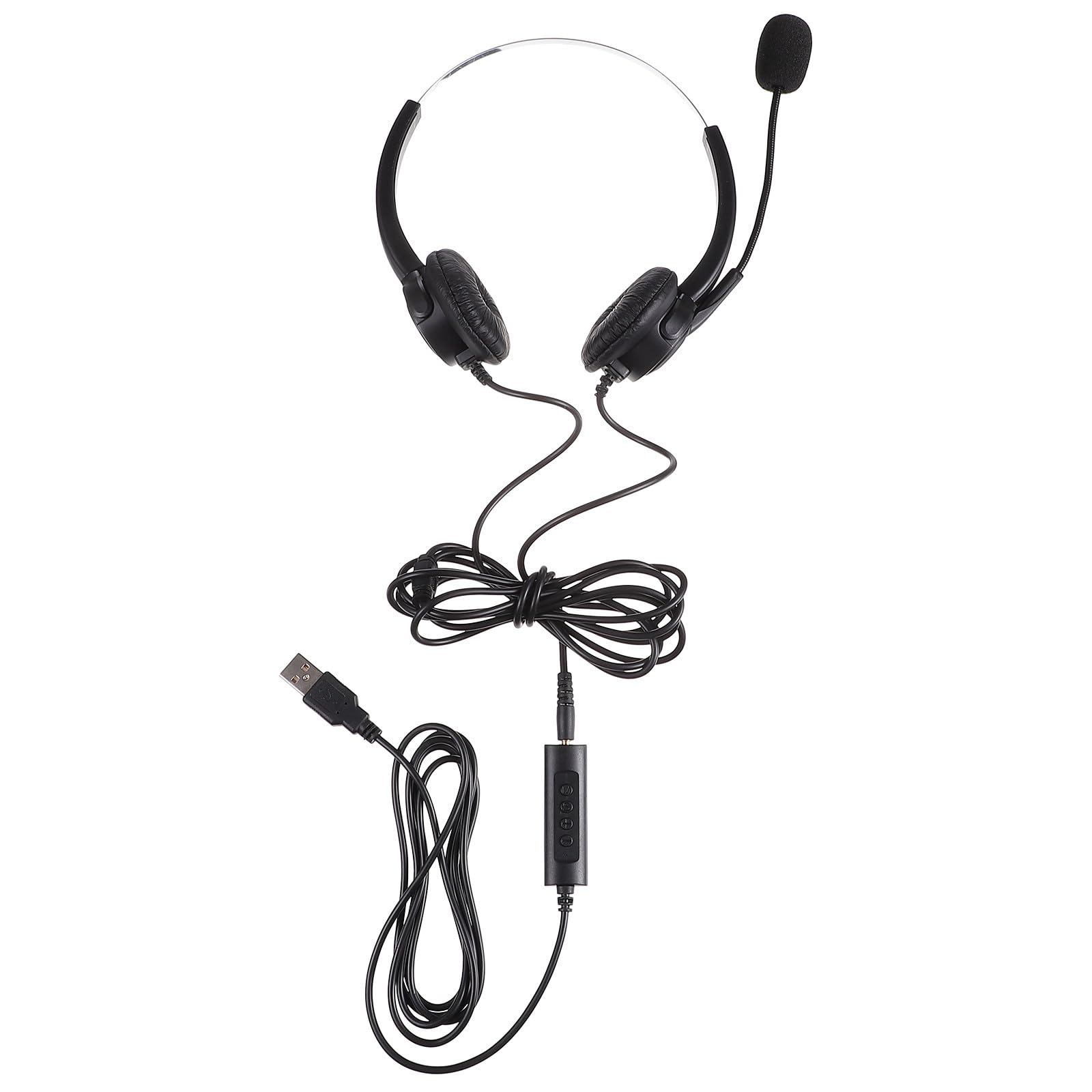 Auriculares USB Negros Micrófono Giratorio y Función Plug and Play, Material Abs y PU, Ideales para Oficina y Aprendizaje en Línea