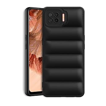Solimo Rubber Puffer Case Camera Protection Soft Back Cover for Oppo F17-Black