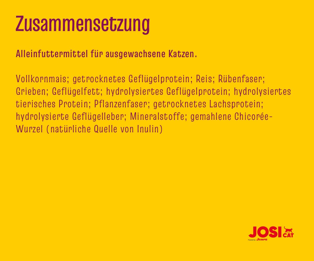 JosiCat Sterilised Classic (1 x 10 kg) | Adult | Premium Trockenfutter für kastrierte Katzen | mit wenig Fett und viel Protein | Powered by JOSERA | Katzenfutter | Alleinfuttermittel | 1er Pack