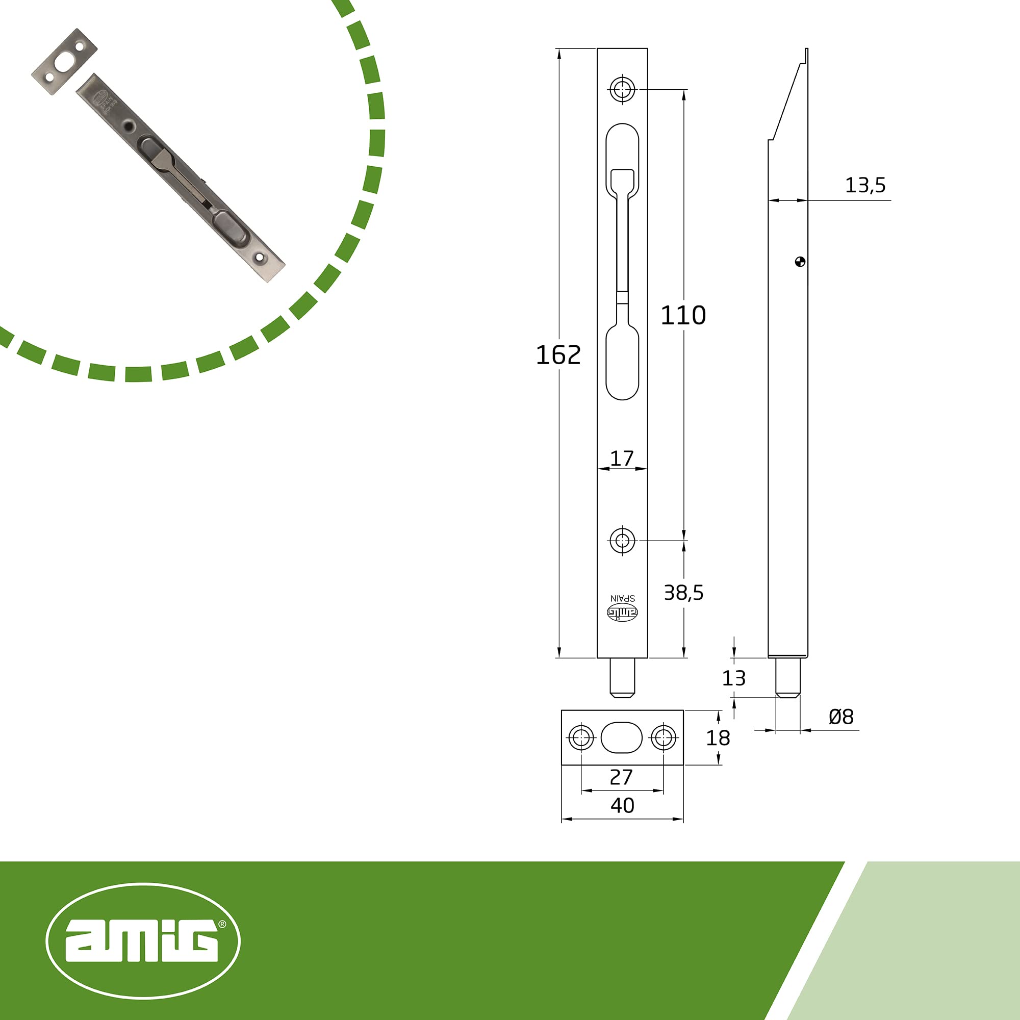 Amig - 401-150 Stainless Steel pin with tag, Multicoloured - Image 4