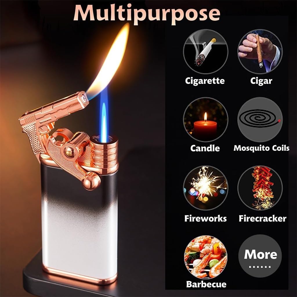 ライタージェットトーチライター、ポータブル防風ライター、ブタン燃料詰め替え可能なソフトジェットフレームライター、目に見える欄間付き トーチライター、ジェットフレームライター  詰め替え可能なガスブタンライター、目に見える燃料タンク付き、防風性、調整可能な炎 ... 防風メタルライター 防風ジェットフレームライター 詰め替え可能ブタンライター ジェットフレームトーチ シガーライター 男性喫煙者への
