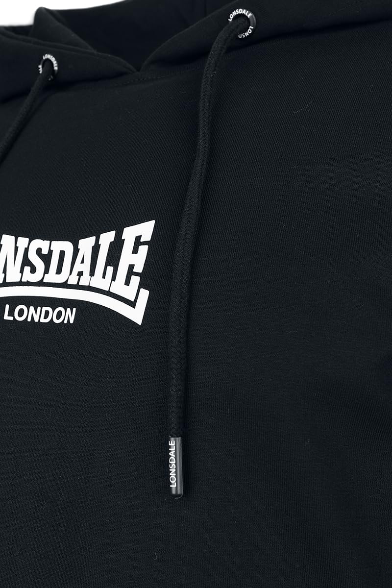 Lonsdale London BEETHAM Hombre Sudadera con Capucha Negro 60% algodón, 40% poliéster Regular