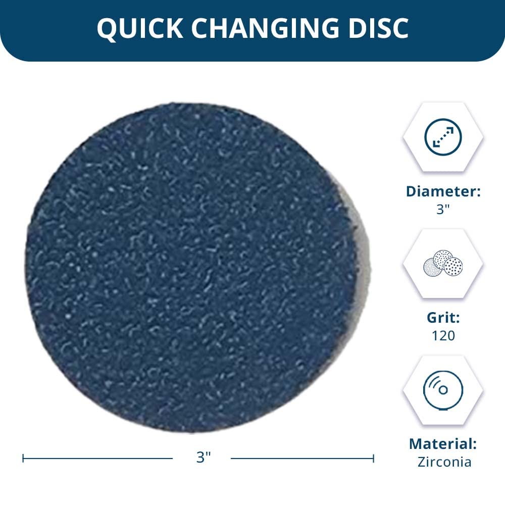 Benchmark Abrasives 3 Inch Sanding Discs Quick Change Zirconia Male R Type Backing with Mandrel Disc Holder Drill & Die Grinder Discs for Polishing Rust Remover for Metal (25 Pack) - 120 Grit