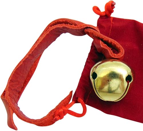 Miniatura 2 de Believe Ornament - Campana de trineo de latón con cordón de cuero, decoración para árbol de Navidad con bolsa de regalo